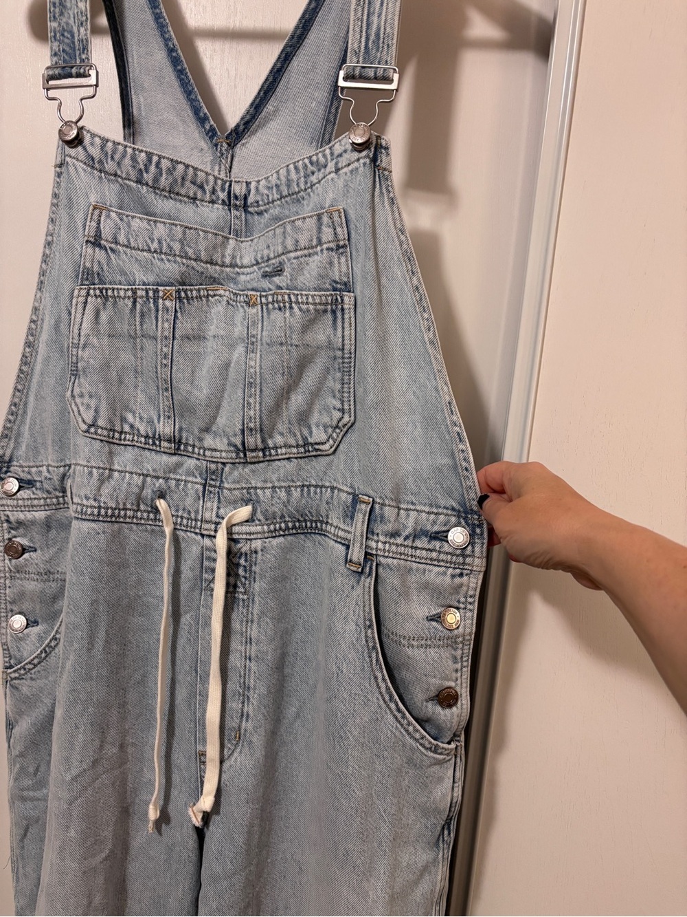GAP Y2K Baggy Overalls Size Large Light Indigo UltraSoft Denim Jeans Streetwear - Picture 4 of 16